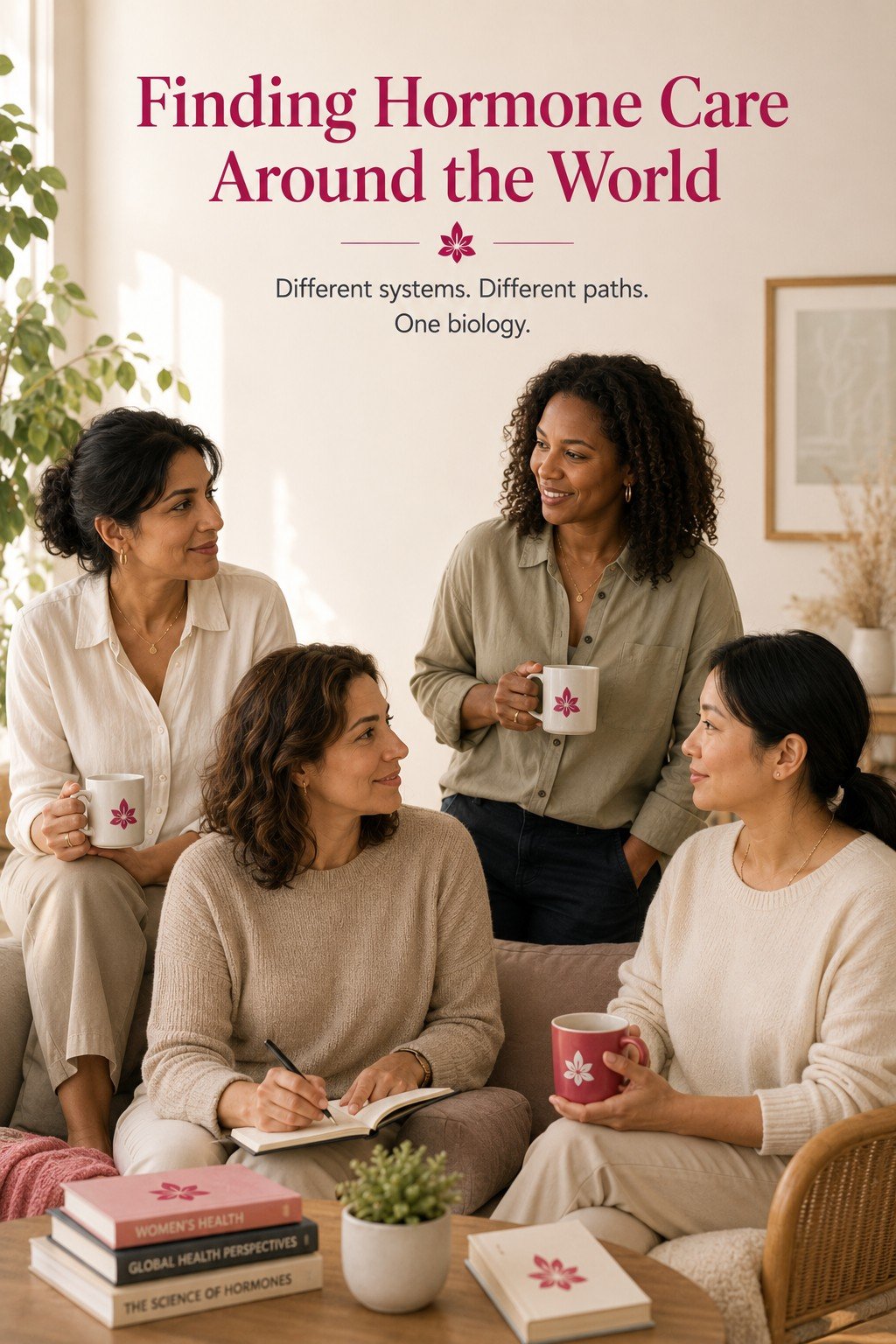 Women finding hormone care across different healthcare systems.