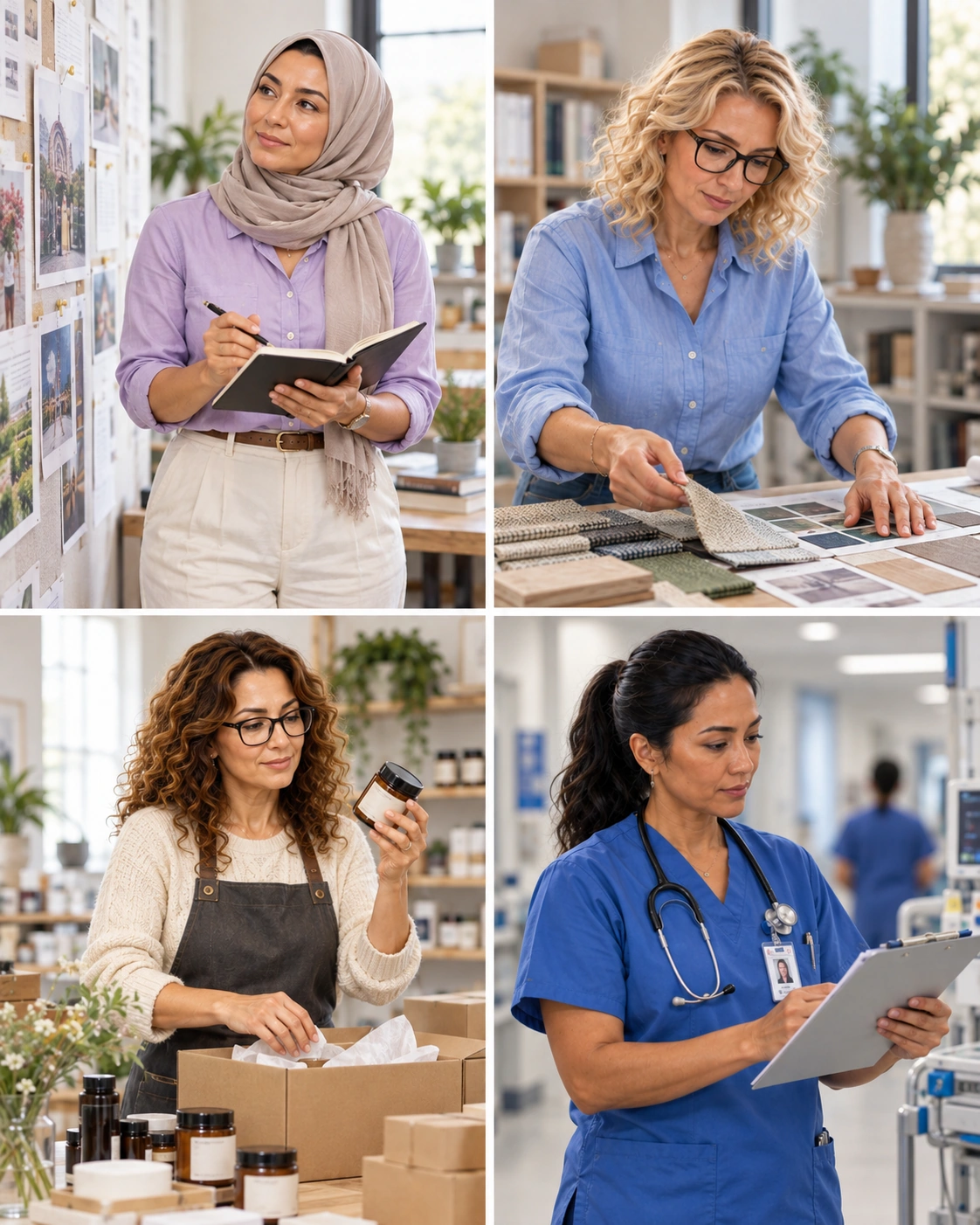 Different women in their early forties with different careers, responsibilities and personal circumstances.
