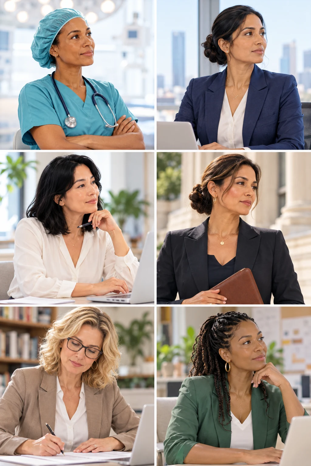 Can You Lift Sagging Breasts Without Surgery 5 Six diverse Sophora women represented across professional and cultural settings, illustrating the international scope of breast research and women's experiences.