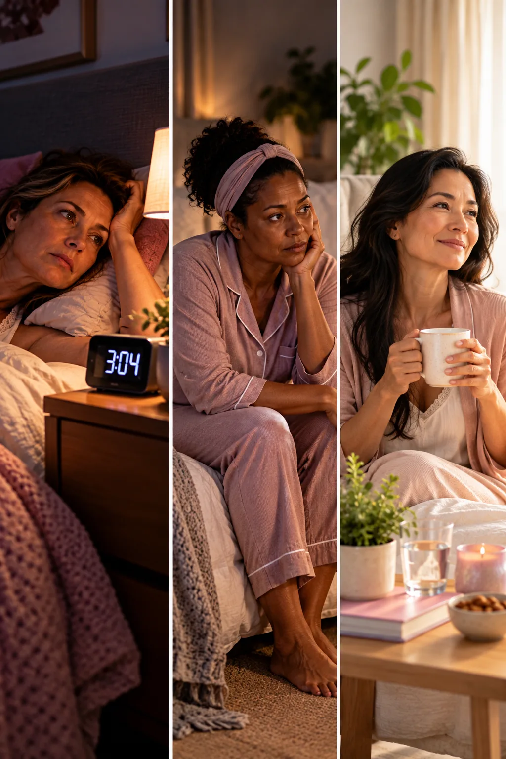 Perimenopause Insomnia 4 Different women represented in a visual about perimenopause sleep experiences across the world